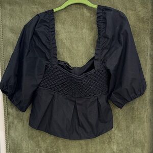 Pinko Black Puff Sleeve crop top